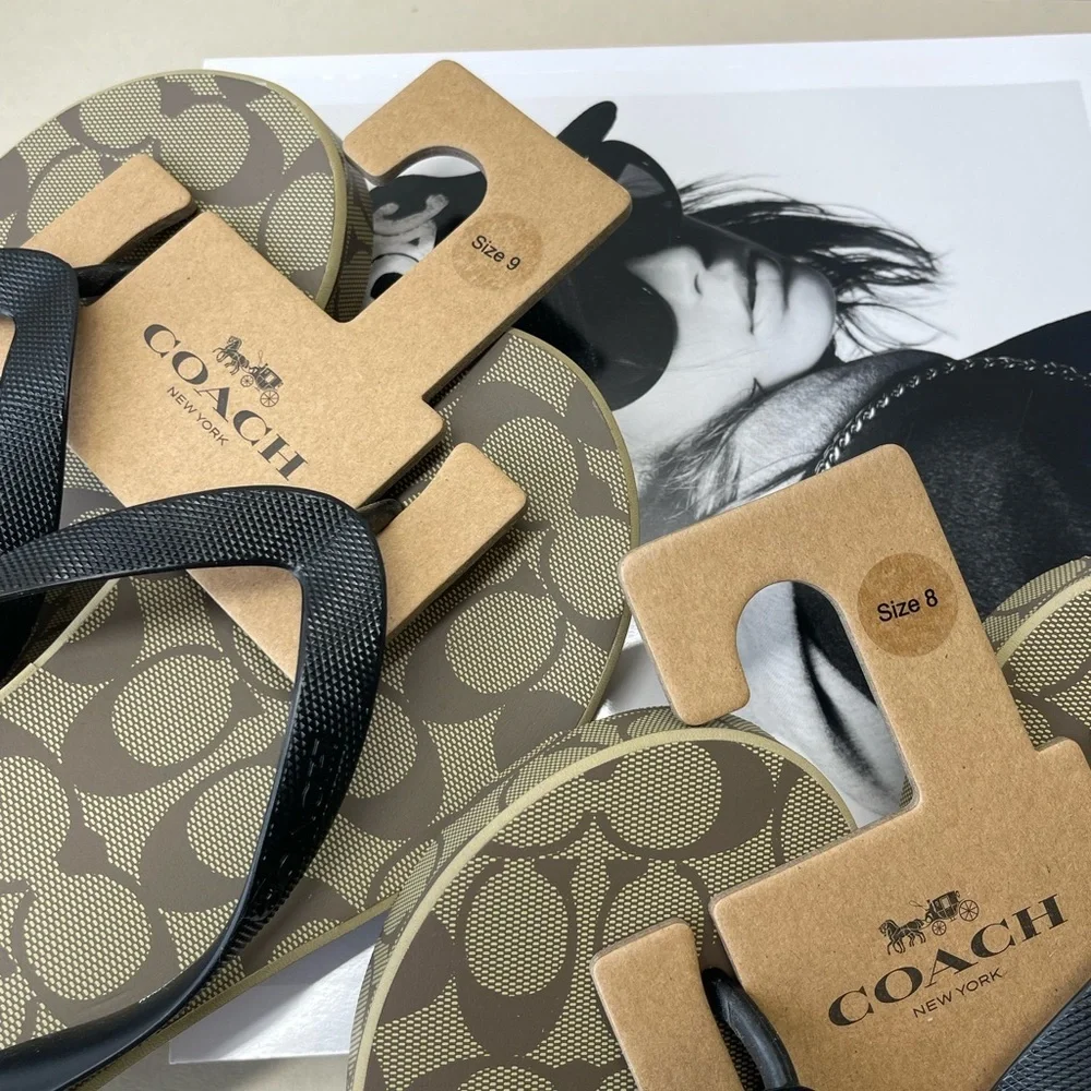 (new+tag) Coach signature monogram sandals wedges brown size 9 - Picture 5 of 13
